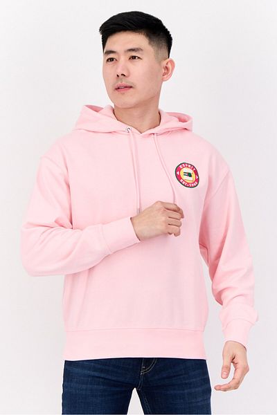 Esprit Men Hooded Embroidered Logo Long Sleeves Sweatshirt, Pink