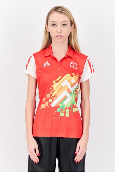 adidas Women Sportswear Fit Short Sleeves Outdoor Polo, Red