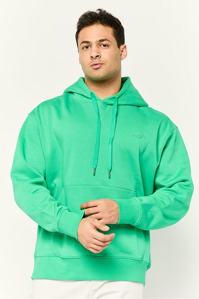 Esprit Men Long Sleeves Brand Logo Hooded Sweatshirts, Green