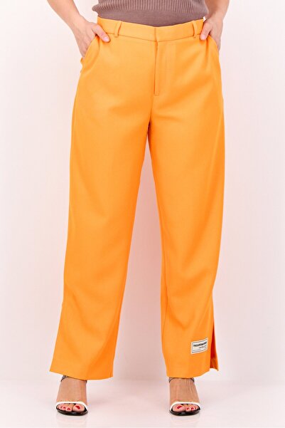 The Giving Movement Women Solid Split Hem Palazzo Pants, Orange