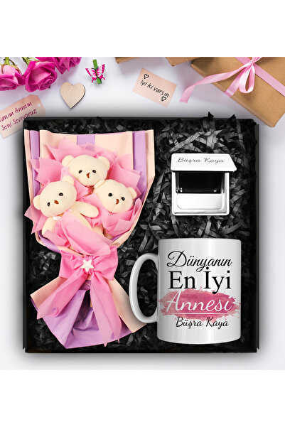 Apollon Gift Shop Anneler Gününe Özel Üçlü Ayıcık Buketi & Kişiye Özel Tasarı...