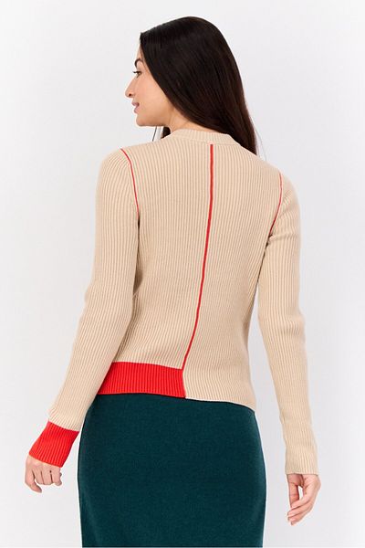 Esprit Women Crew Neck Ribbed Sweater, Tan