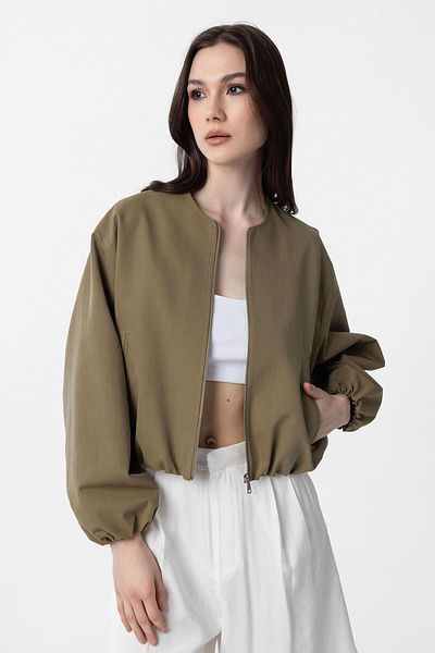 Antioch Khaki Crop Women's Bomber Coat