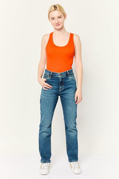 Esprit Women Slim Fit Washed Stretchable Retro Jeans, Blue