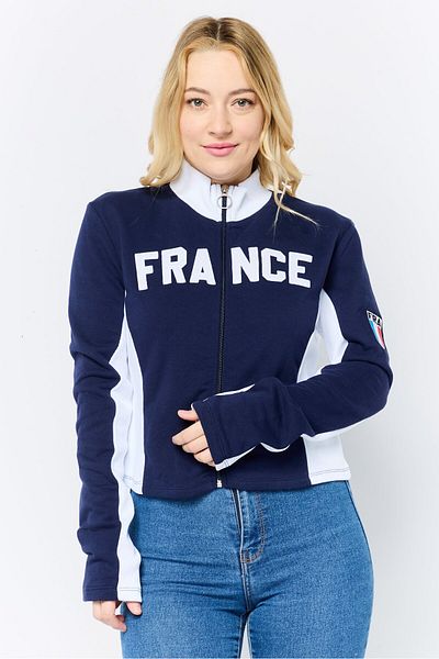 Don't Call Me Jennyfer Women High Neck Embroidered Sweatshirt, Navy