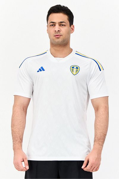 adidas Men Sportswear Fit Short Sleeves Leeds United Football Jersey Shirt, White