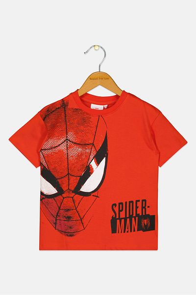 Marvel Toddlers Boy Crew Neck Short Sleeve Spiderman T-shirt, Red