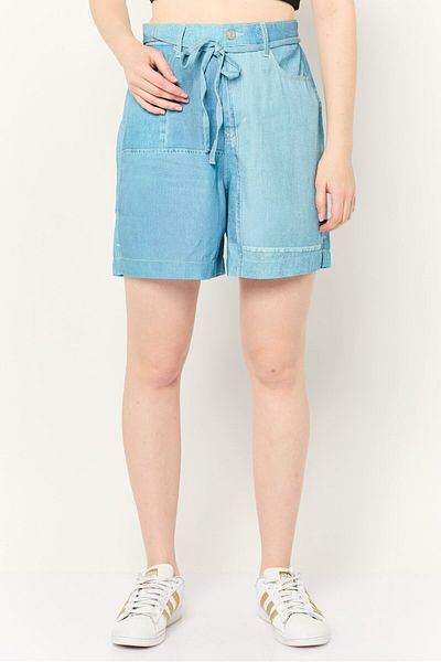 Esprit Women Washed Denim Shorts, Blue