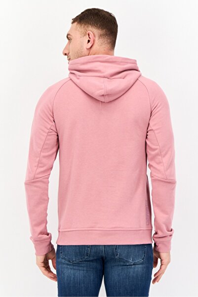 Kenneth Cole Men Solid Long Sleeves Hooded Sweatshirt, Pink
