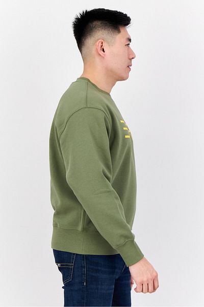 Esprit Men Crew Neck Long Sleeves Brand Logo Sweatshirts, Olive