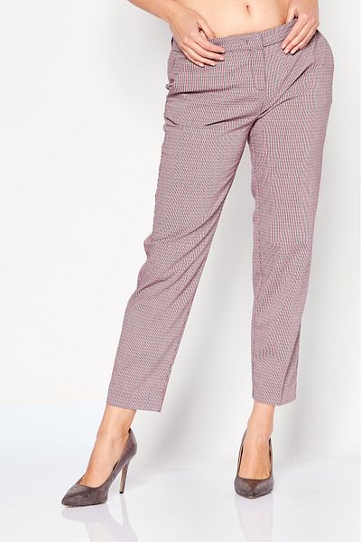 PİNKO Women Regular Fit Plaid Chino Pants, Red