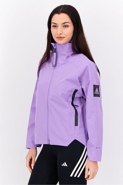 adidas Women Sportswear Fit Long Sleeve Outdoor Hooded Jacket, Purple