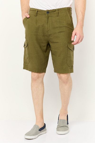 Threadbare Men Plain Cargo Shorts, Khaki