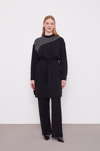 Levidor Black Stone Skirt Suit