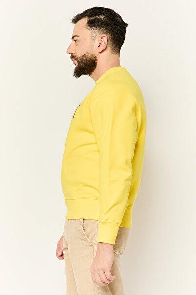 Esprit Men Crew Neck Brand Logo Long Sleeves Sweatshirt, Yellow