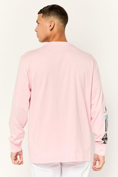 Esprit Men Crew Neck Embroidered Long Sleeves T-shirt, Pink