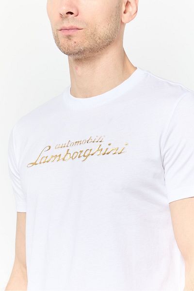 Lamborghini Men Crew Neck Graphic Print T-shirt, White