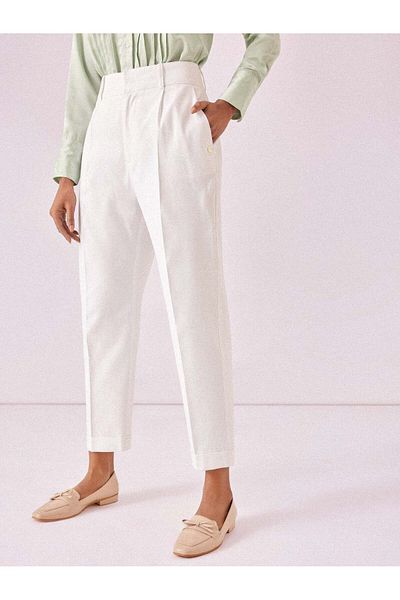 The Label Life White Pleated Trousers