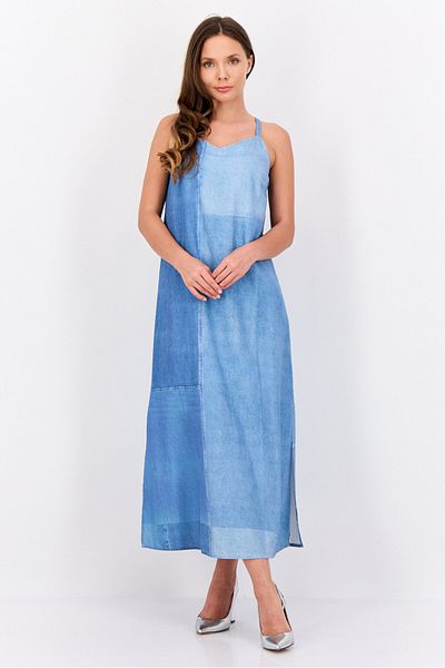 Esprit Women Solid Midi Dress, Blue