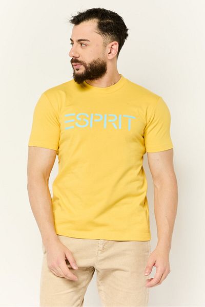 Esprit Men Crew Neck Short Sleeves Graphic Print T-Shirt, Yellow