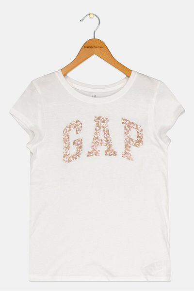 GAP بلوزة مطبوعة برسومات للبنات الصغار، باللون الأبيض