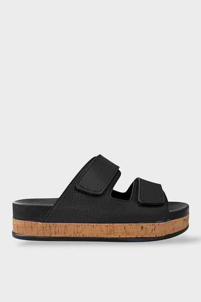 Liger Women's Daily Slippers Thick Sole Double Tape Velcro Comfortable Stylish Summer Home Beach Vacation Slippers Black