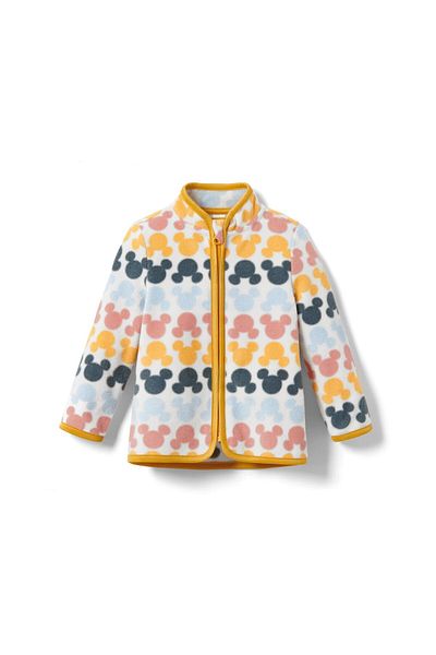 Tchibo Toddlers Girl Allover Print Full Zip Fleece Jacket, White Combo