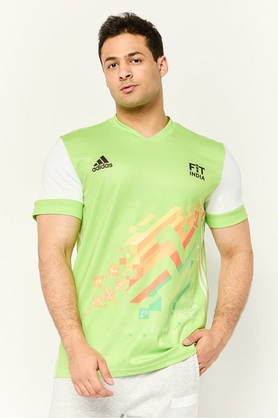 adidas Men Sportswear Fit Short Sleeve Training Jersey, Multicolor