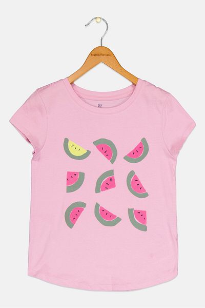 GAP Kids Girl Graphic Printed Short Sleeve T-Shirt, Pink