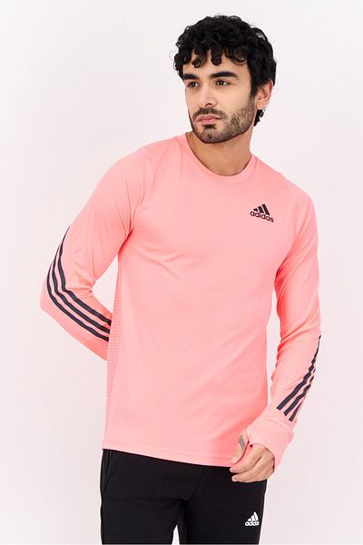 adidas Men Sportswear Fit Long Sleeves Running T-shirt, Coral