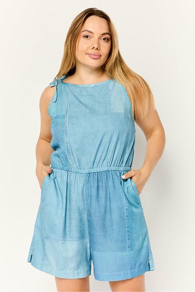 Esprit Women Washed Sleeveless Jumpsuit, Blue