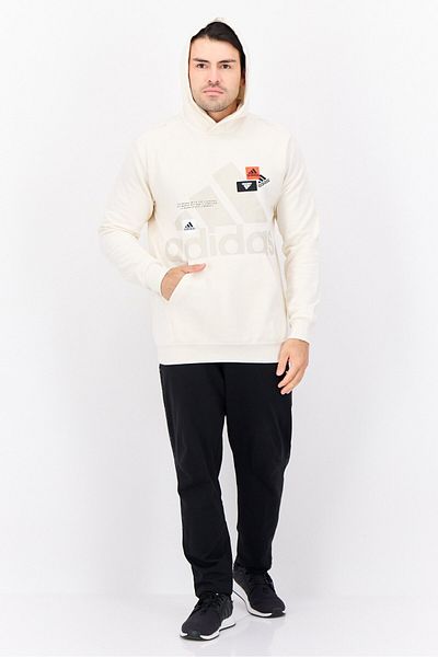 adidas Men Spots Wear Fit Long Sleeve Outdoor Hooded Sweat Shirt ,cream