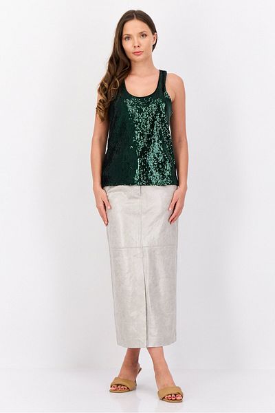 Esprit Women Scoop Neck Sleeveless Sequined Tank Top, Green