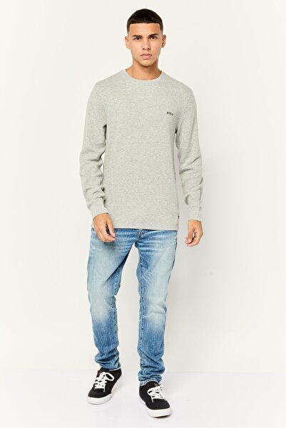 Polo Ralph Lauren Men Crew Neck Embroidered Logo Long Sleeves Sweatshirt, Light Grey