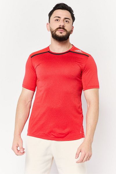 adidas Men Sportswear Fit Short Sleeves Training T-shirt, Red