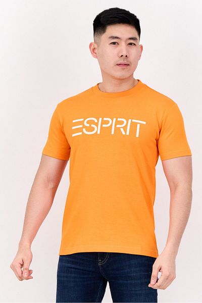 Esprit Men Crew Neck Short Sleeves Graphic T-shirt, Neon Orange