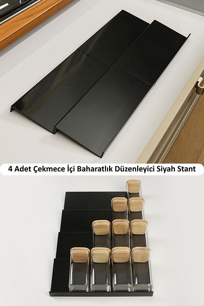 color house 4 Pcs Black Drawers - Kitchen Cabinet Organizer, Condiment Organizer (Z305)