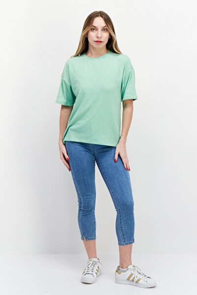 Esprit Women Crew Neck Short Sleeves Ribbed T-Shirt, Light Green