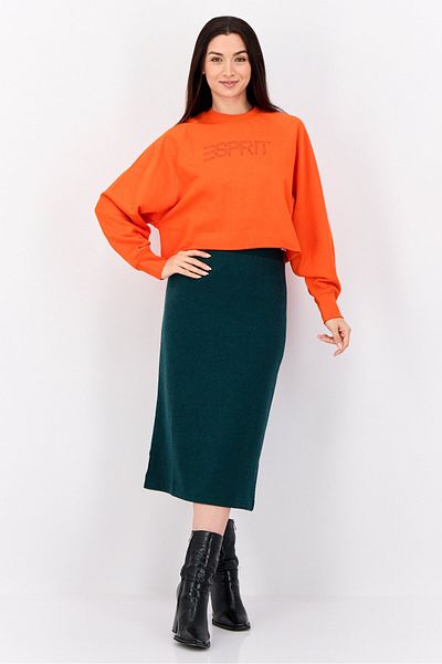Esprit Women Regular Fit Brand Logo Long Sleeves Crop Sweatshirt, Orange