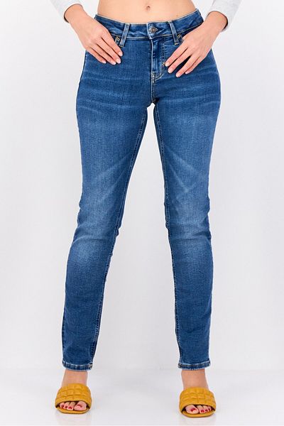 Esprit Women Slim Fit Washed Mid Rise Stretchable Denim, Blue