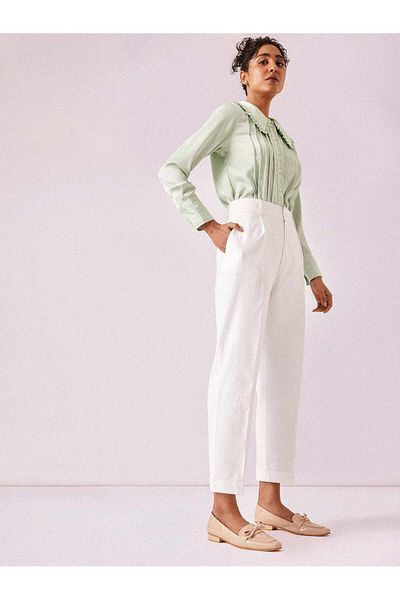 The Label Life White Pleated Trousers