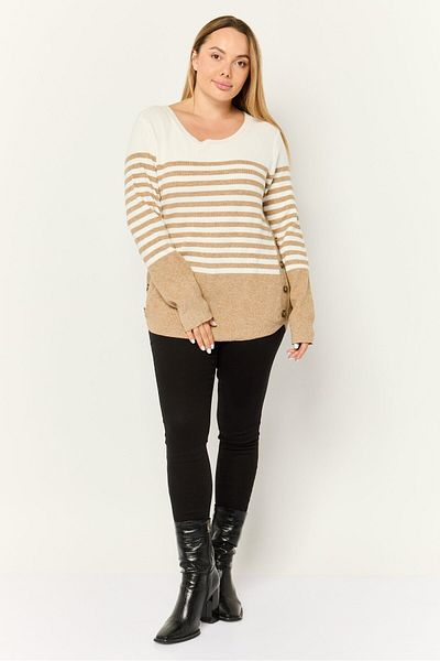 Madison + Hudson Women Round Neck Stripe Sweater, Mutlicolor