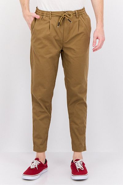 GAZZARRİNİ Men Regular Fit Plain Chino Pants, Brown
