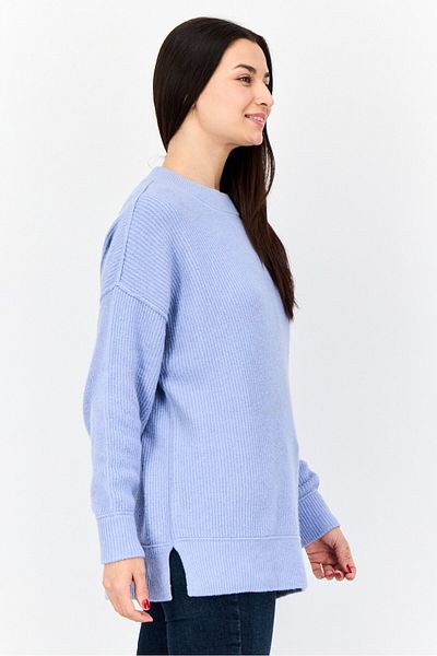 aerie Women Crew Neck Knitted Sweater, Blue
