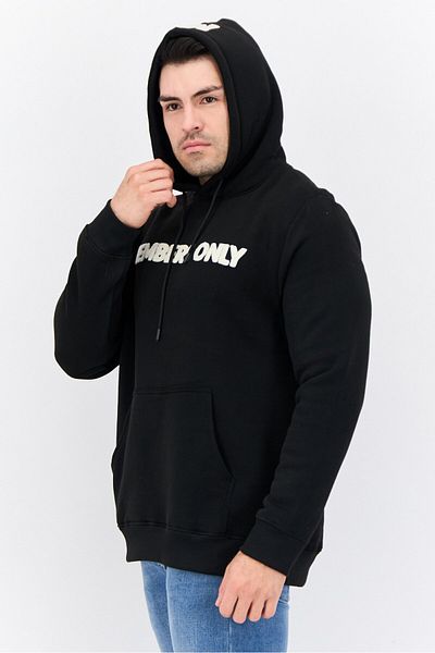 Members Only Men Embroidered Logo Long Sleeves Hoodie, Black