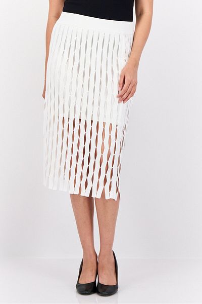 Esprit Women Textured Mini Skirt, White