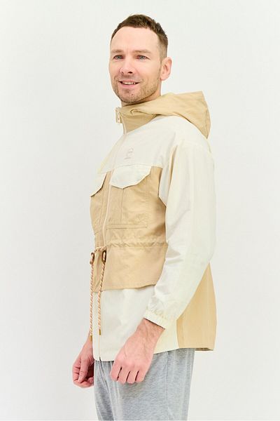 adidas Men Spotswear Fit Long Sleeve Hooded Outdoor Jacket, Beige