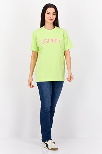 Esprit Women Crew Neck Short Sleeves Graphic Print T-Shirt, Lime Green
