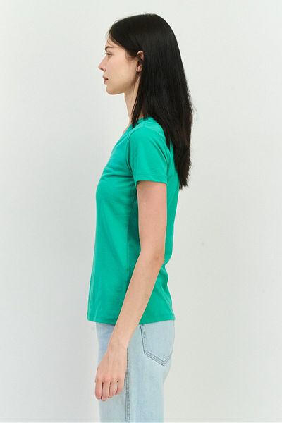 Nautica Women V Neck Short Sleeve Embroidered Logo T Shirt, Green
