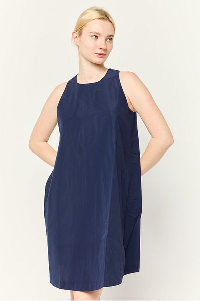 Esprit Women Solid A-lined Mini Dress, Navy